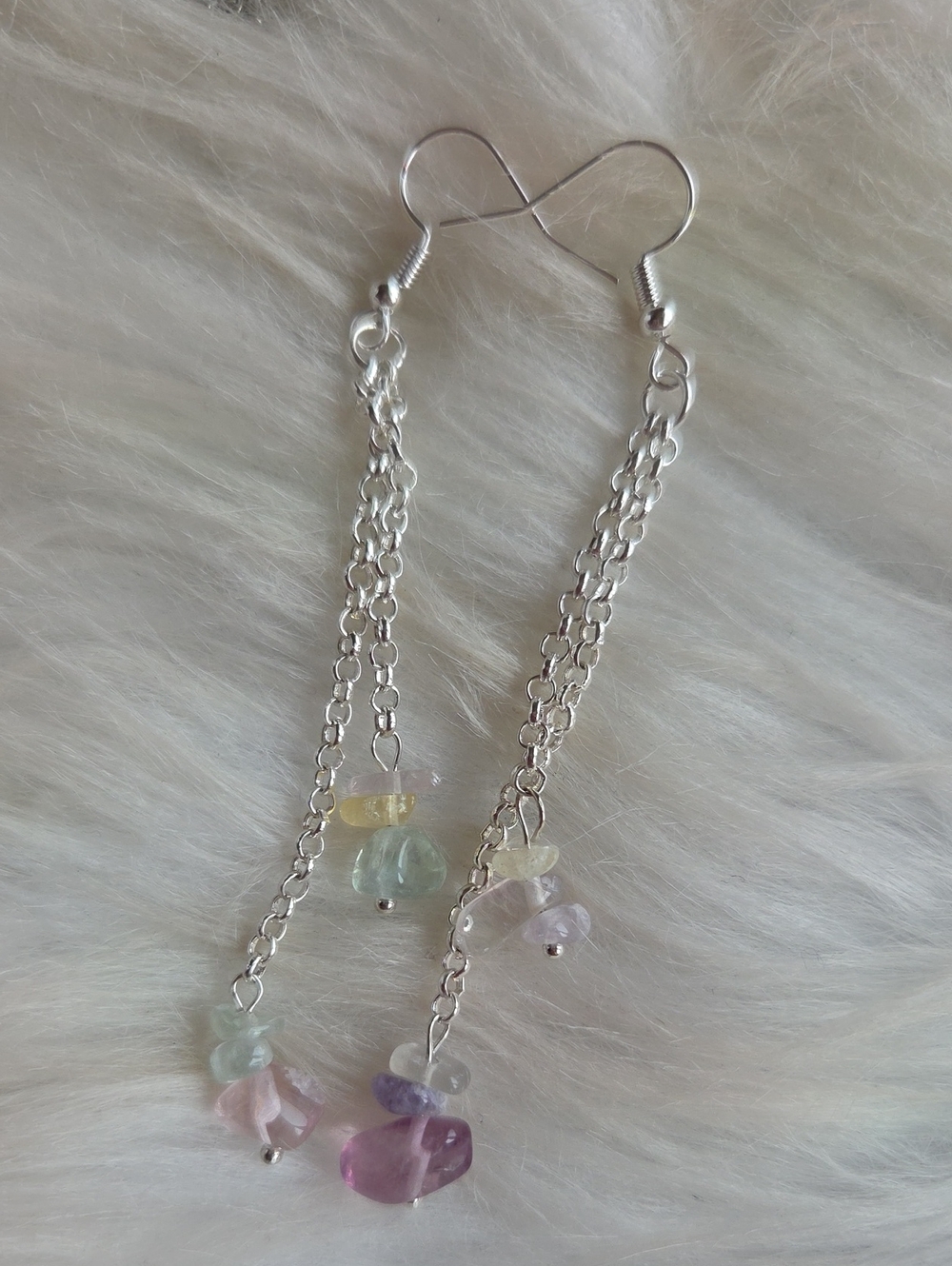 Rainbow Fluorite Gemstone Earrings